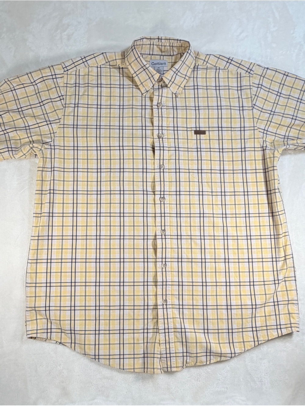 Carhartt Men’s Yellow‎ Plaid Button-Down Shirt - XL Tall